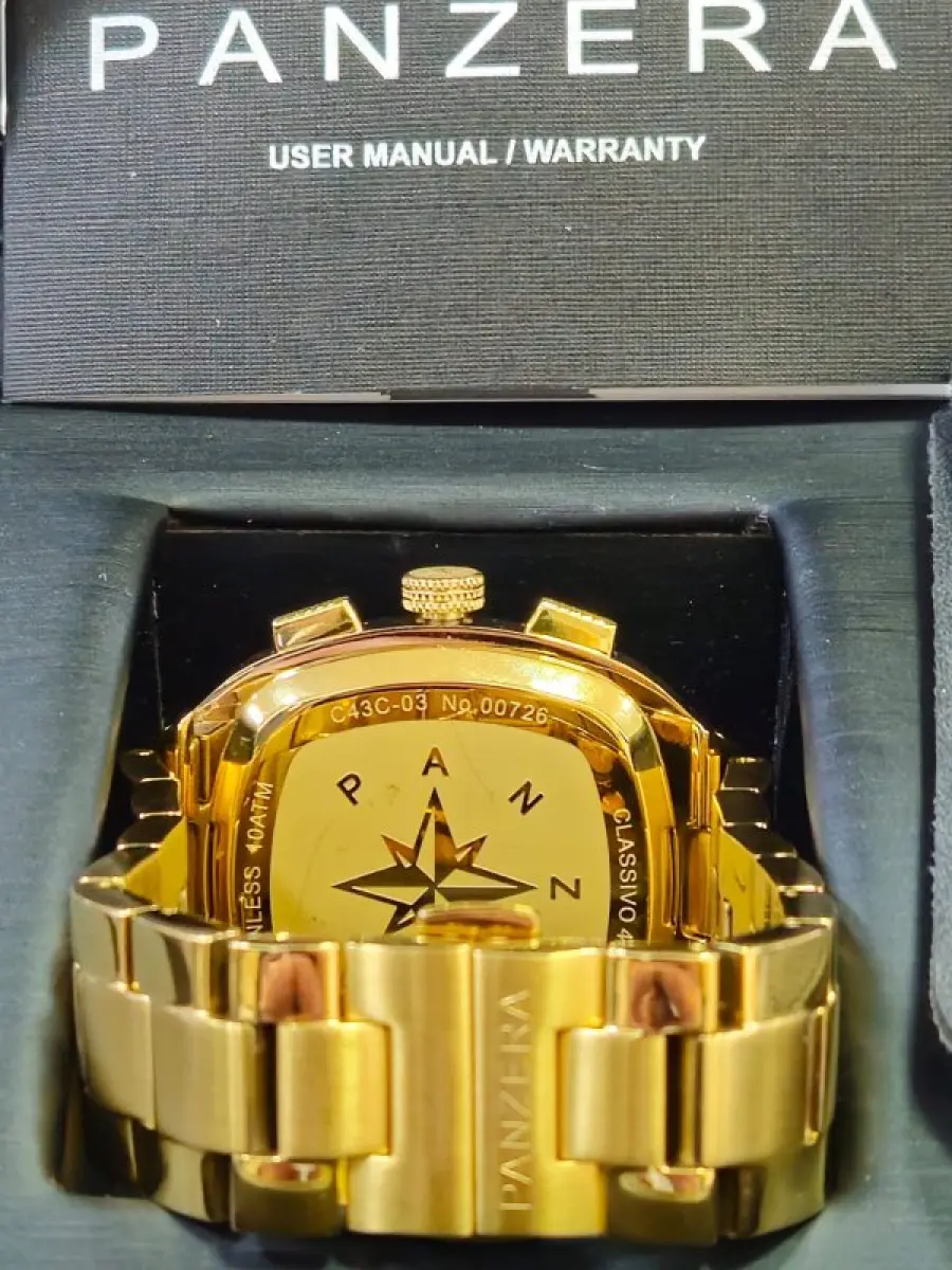 LOTE 000 - RELOZIO PANZERA - MOD 43C Panzera Classivo Watch in Gold with blue -