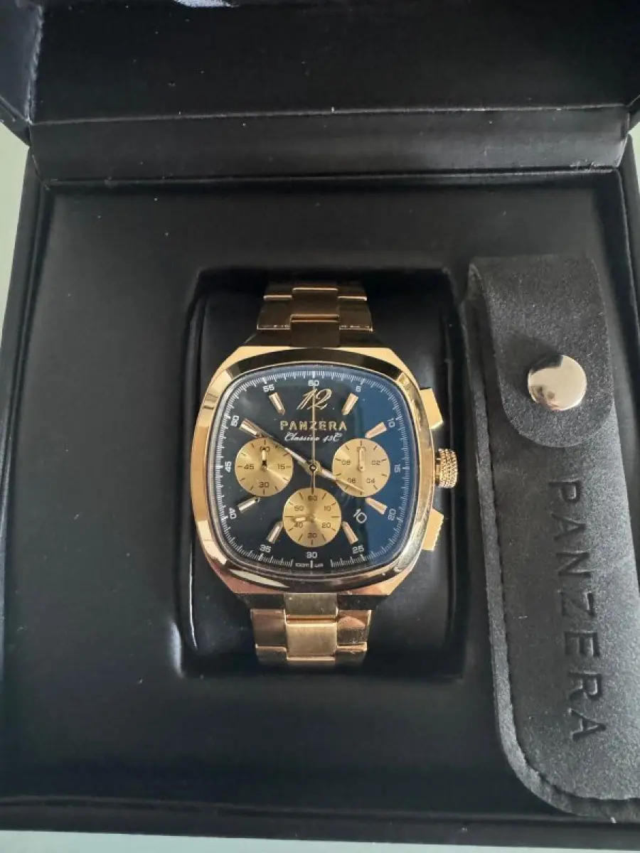 LOTE 000 - RELOZIO PANZERA - MOD 43C Panzera Classivo Watch in Gold with blue -