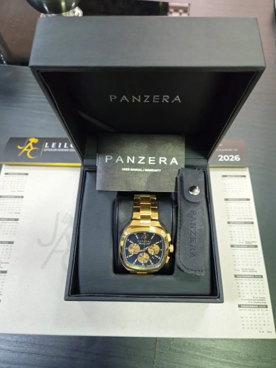 LOTE 000 - RELOZIO PANZERA - MOD 43C Panzera Classivo Watch in Gold with blue -