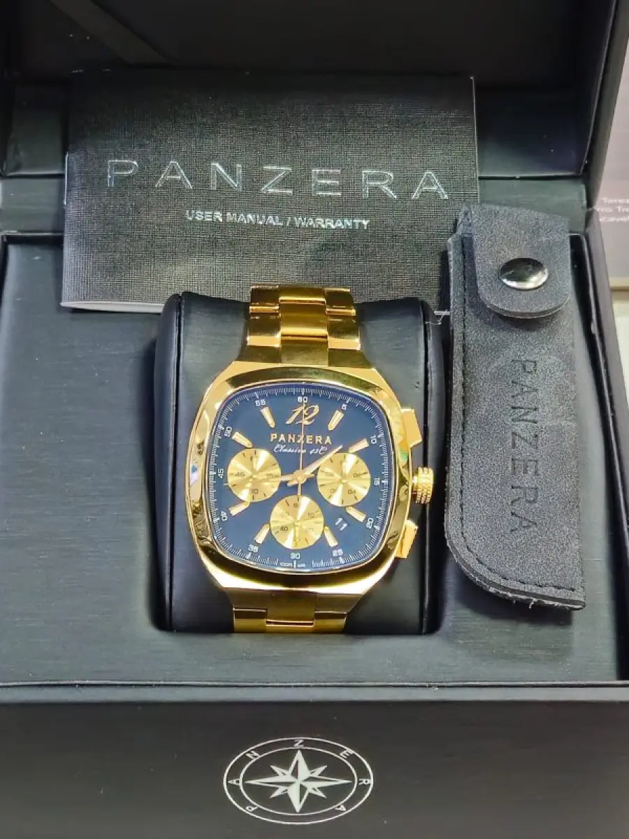 LOTE 000 - RELOZIO PANZERA - MOD 43C Panzera Classivo Watch in Gold with blue -
