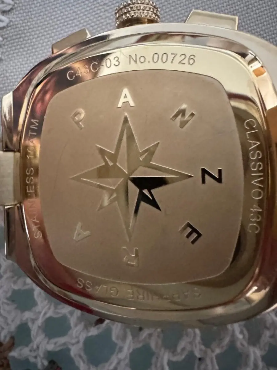 LOTE 000 - RELOZIO PANZERA - MOD 43C Panzera Classivo Watch in Gold with blue -