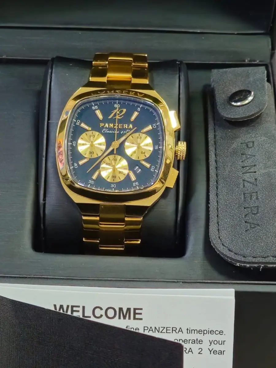 LOTE 000 - RELOZIO PANZERA - MOD 43C Panzera Classivo Watch in Gold with blue -