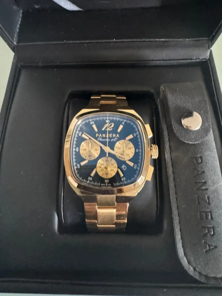 LOTE 000 - RELOZIO PANZERA - MOD 43C Panzera Classivo Watch in Gold with blue -