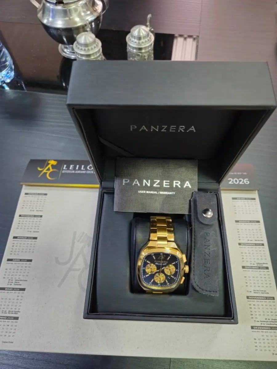 LOTE 000 - RELOZIO PANZERA - MOD 43C Panzera Classivo Watch in Gold with blue -