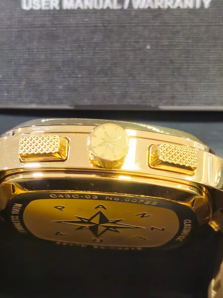 LOTE 000 - RELOZIO PANZERA - MOD 43C Panzera Classivo Watch in Gold with blue -
