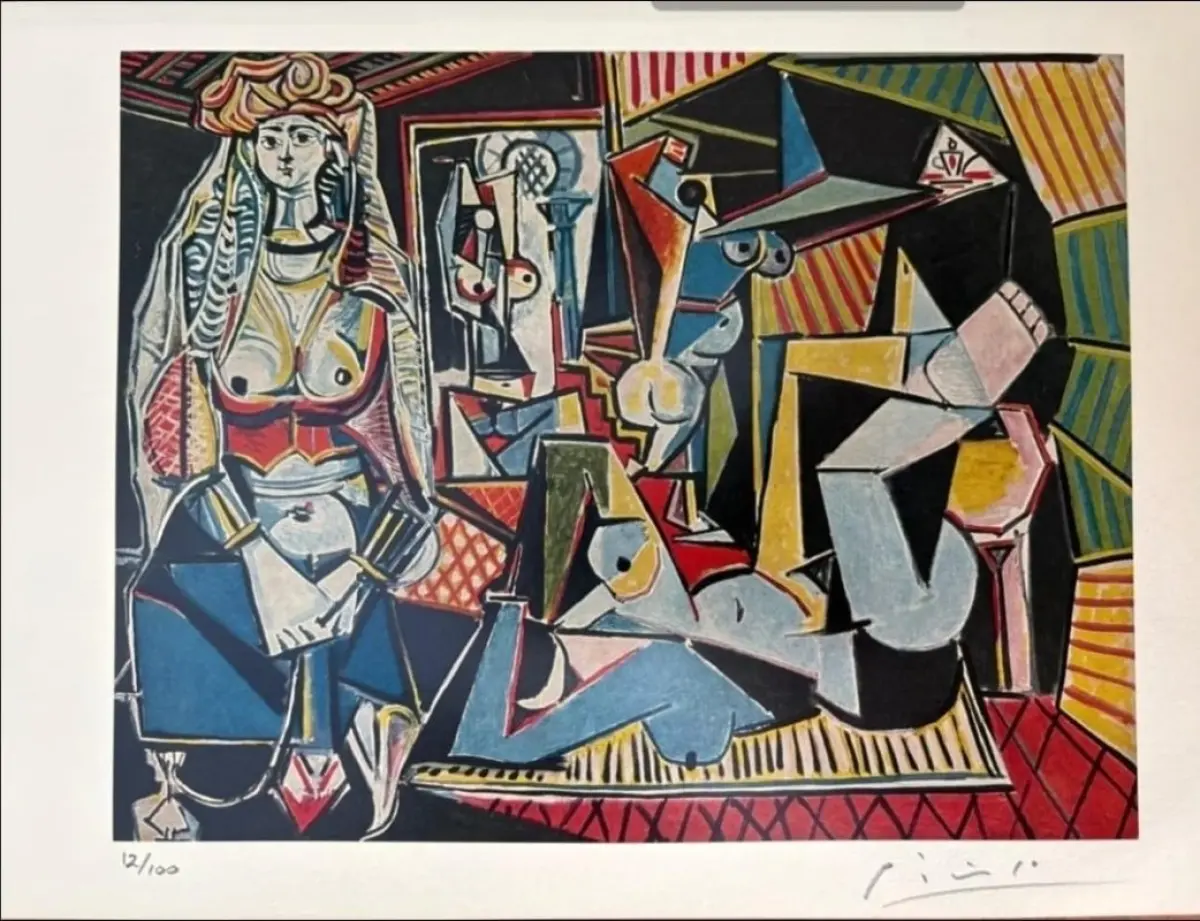 LOTE 000 - OBRA DE ARTE – LES FEMMES D'ALGER (Version 'O') – ARTISTA – PABLO PICASSO  – Quadro Copia Autentica.