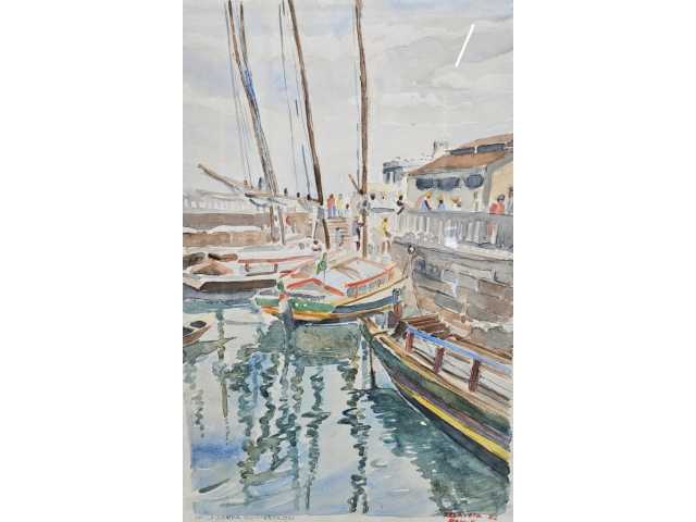 OBRA DE ARTE - MIGUEL ANGEL ZELAYETA - Em   La Rampa do Mercado - Aquarela- 0,30 X 0,30