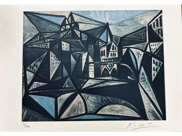 OBRA DE ARTE – VIEW OF PARIS WITH NOTRE-DAME – ARTISTA – PABLO PICASSO - Óleo sobre tela – PRINT SIZE - 28,5 x 20,50. Quadro Copia Autentica