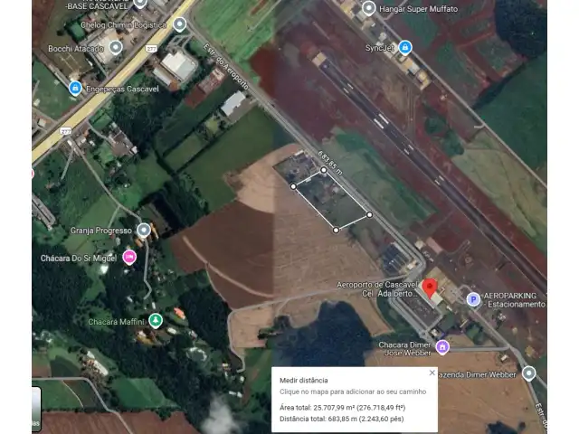 TERRENO COM 25.704,25 M2  ESTRADA AEROPORTO - AV. ITELO WEBER - CASCAVEL - PR
