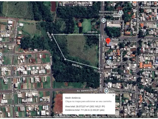 TERRENO FOZ IGUAÇU COM 28 MIL M2 Rua General Meira esquina com Av. Safira.
