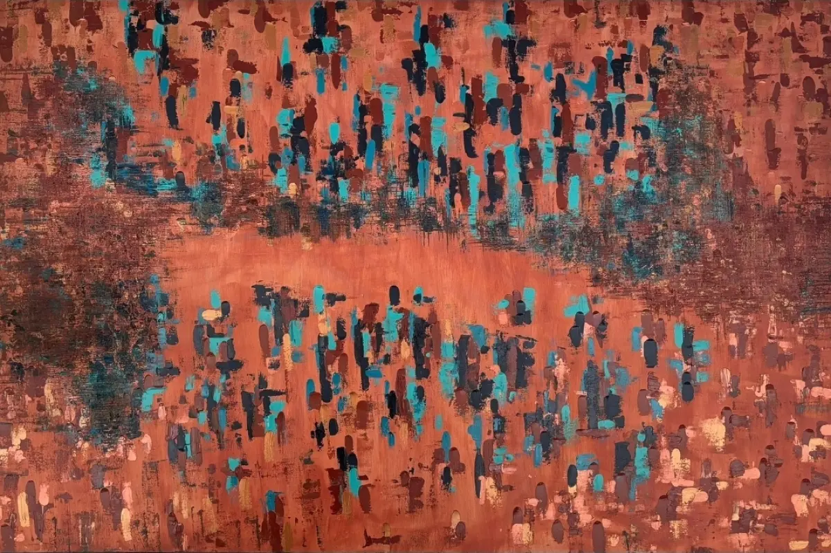 LOTE 000 - OBRA DE ARTE – A DEMOCRACIA NA ERA DA INTELIGÊNCIA ARTIFICIAL – ARTISTA – TIFFANY C JESUS - ACRÍLICO SOBRE TELA DE ALGODÃO – PRINT SIZE - 100 x 150 CM