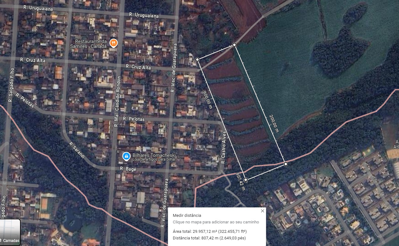 TERRENO COM 29.962,31 M2 NO BAIRRO CANADÁ EM CASCAVEL PR. ( FUNDOS COM CONDOMÍNIO TOM JOBIM), localizado em Cascavel - PR