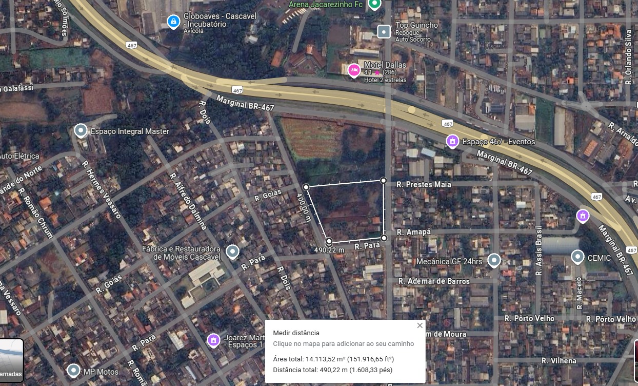TERRENO COMERCIAL COM 14. 108 M2 REGIÃO NORTE - CASCAVEL PR ( Final da rua jacarezinho)