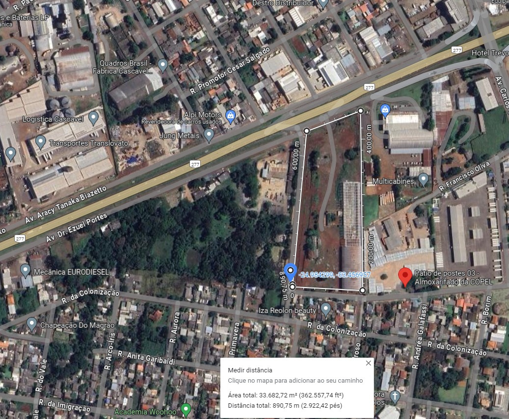 TERRENO COM 33 MIL M2 PERIMETRO URBANO - MARGINAL 277 CASCAVEL PARANA