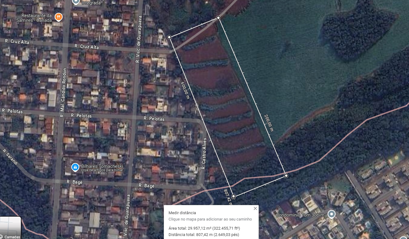 TERRENO COM 29.962,31 M2 NO BAIRRO CANADÁ EM CASCAVEL PR. ( FUNDOS COM CONDOMÍNIO TOM JOBIM), localizado em Cascavel - PR