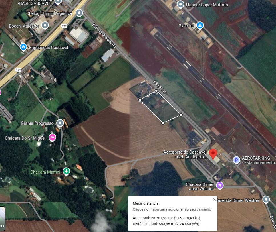 TERRENO COM 25.704,25 M2  ESTRADA AEROPORTO - AV. ITELO WEBER - CASCAVEL - PR
